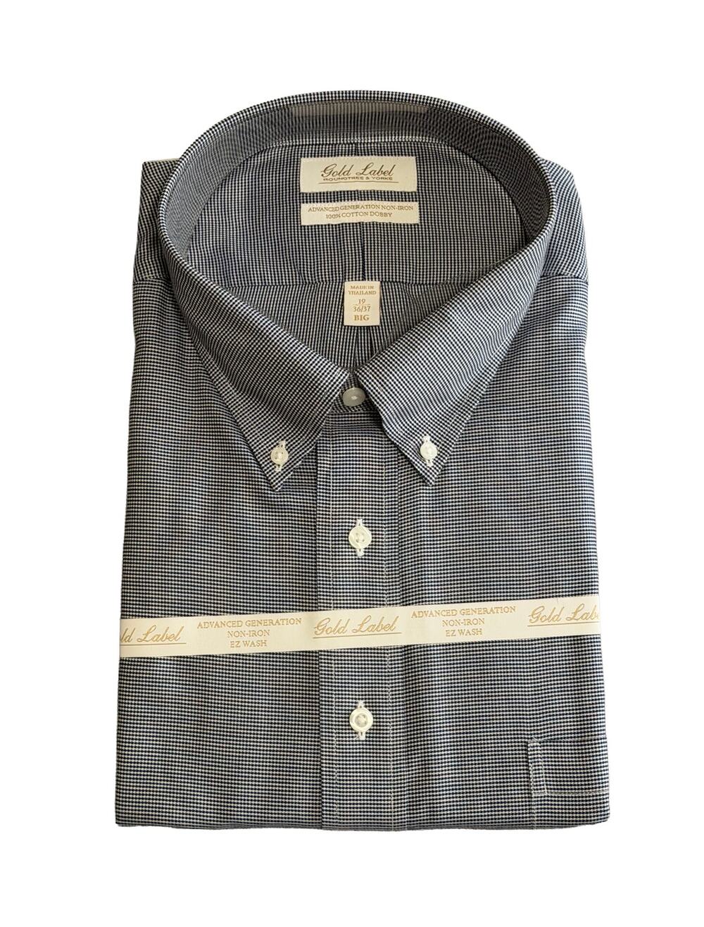 Roundtree & Yorke Shirt Big & Tall Men's 19 36/37 Dress Shirt Navy Blue NWT